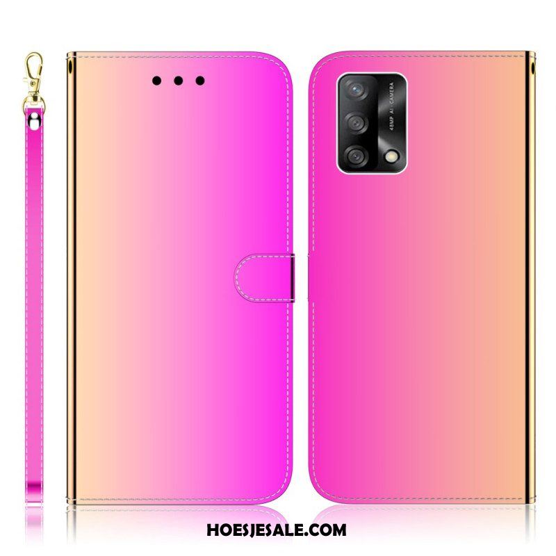 Folio-hoesje voor Oppo A74 4G Spiegelhoes Van Imitatieleer