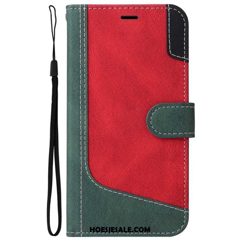 Folio-hoesje voor Oppo A94 5G Driekleur Met Lanyard