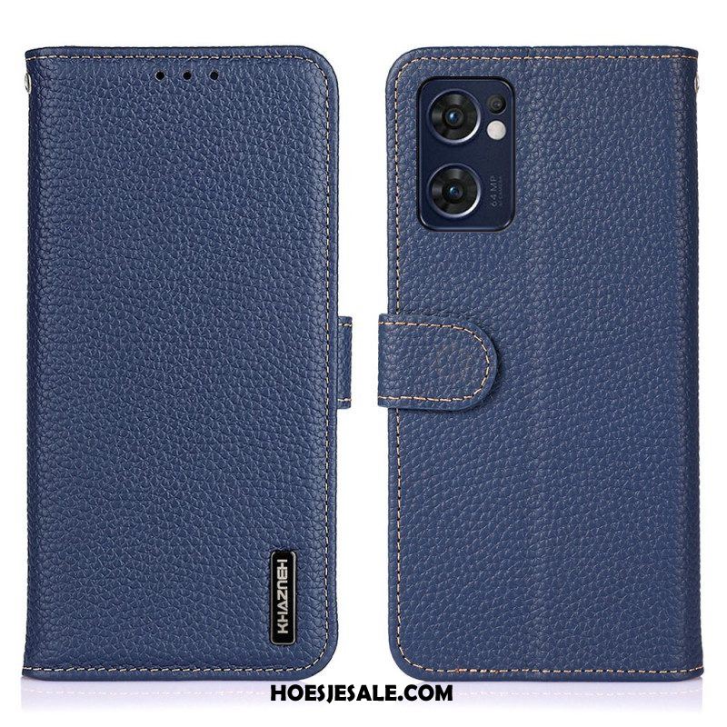 Folio-hoesje voor Oppo Find X5 Lite Echt Khazneh Litchi Leer
