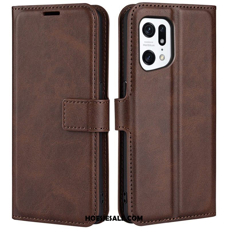 Folio-hoesje voor Oppo Find X5 Slank Extreem Leereffect