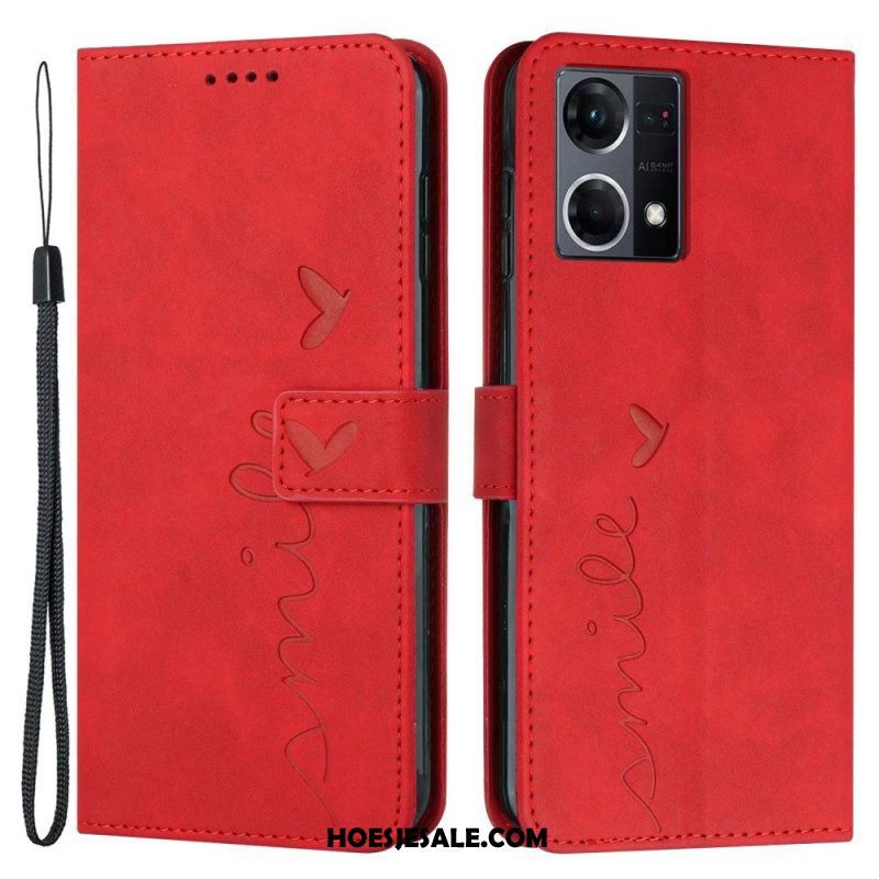 Folio-hoesje voor Oppo Reno 7 Glimlach Met Sleutelkoord