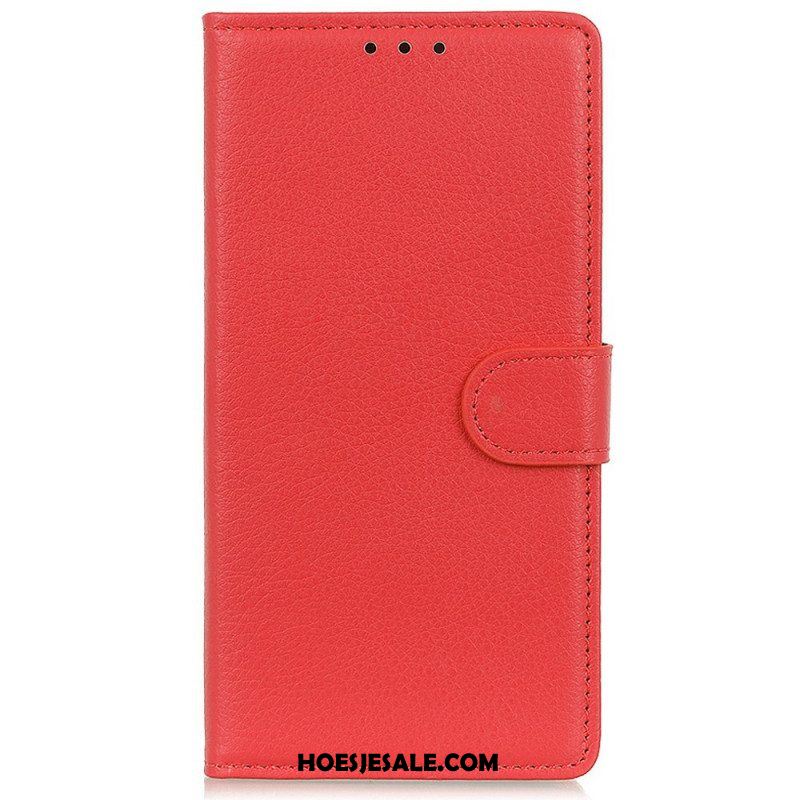 Folio-hoesje voor Oppo Reno 7 Traditionele Litchi-leerstijl