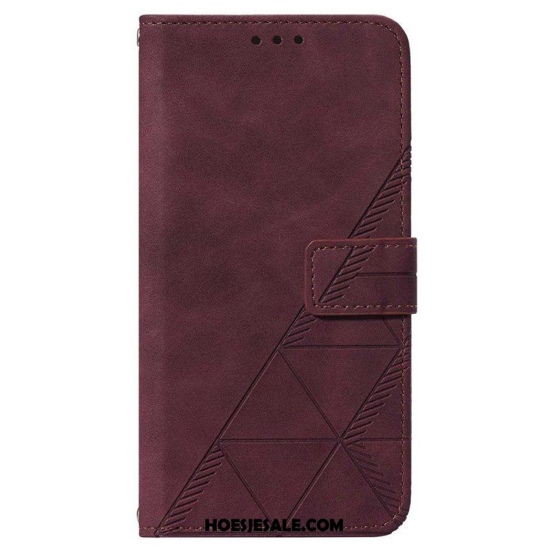 Folio-hoesje voor Samsung Galaxy A14 / A14 5G Driehoeken Met Lanyard