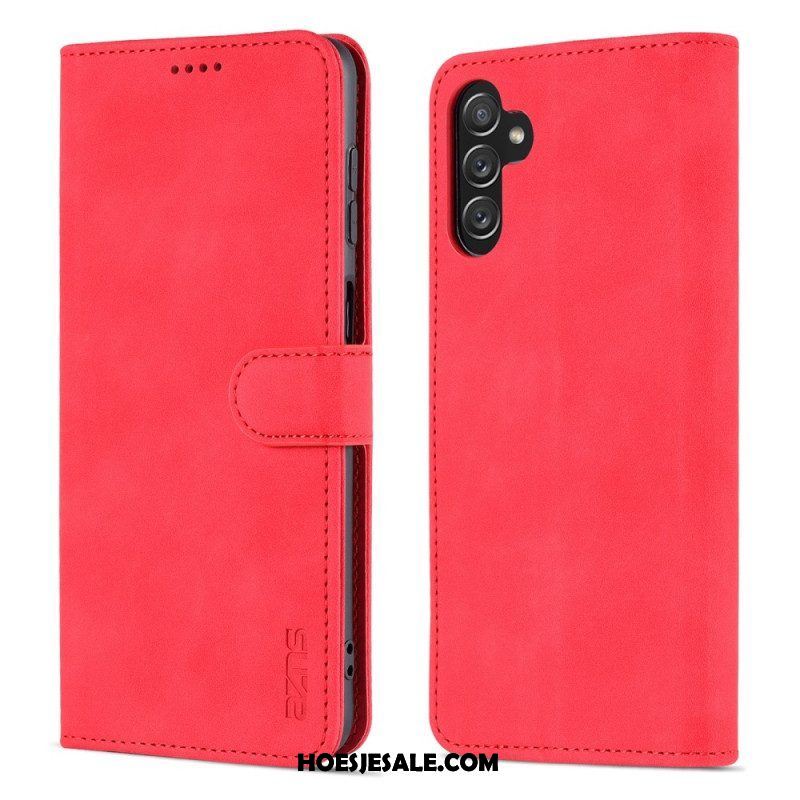 Folio-hoesje voor Samsung Galaxy A14 / A14 5G Klassiek Leereffect Azns