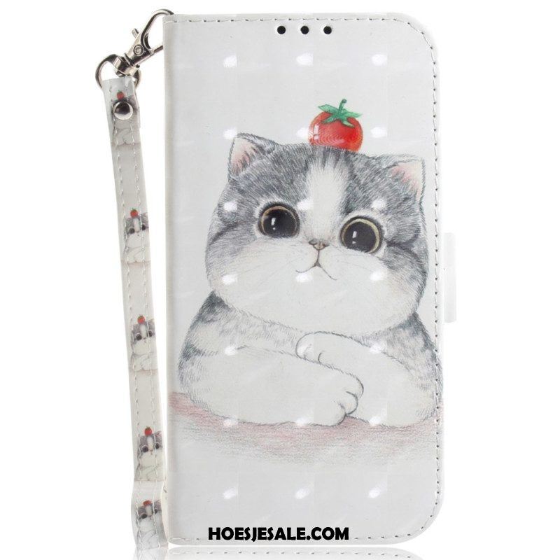 Folio-hoesje voor Samsung Galaxy A14 / A14 5G Met Ketting String Kat