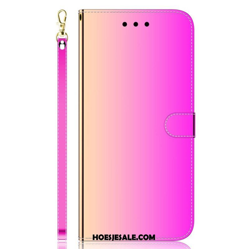 Folio-hoesje voor Samsung Galaxy A14 / A14 5G Spiegel En Lanyard