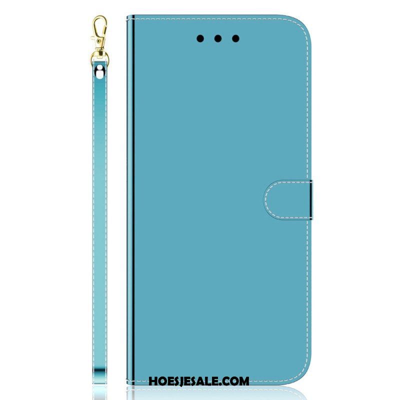 Folio-hoesje voor Samsung Galaxy A14 / A14 5G Spiegel En Lanyard