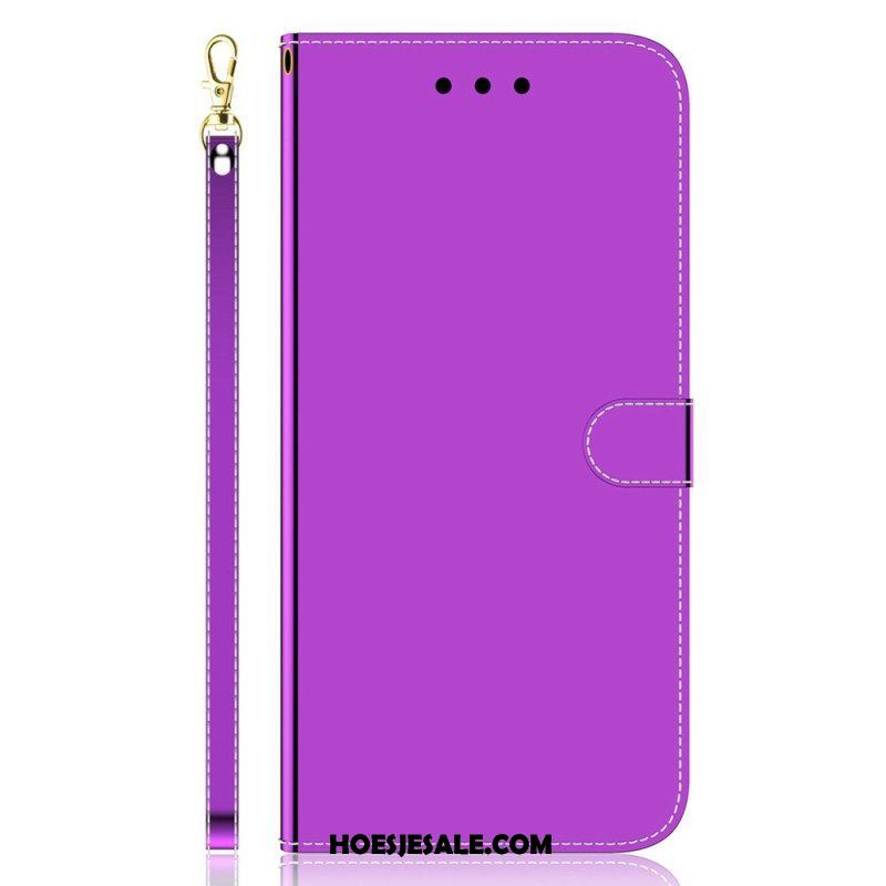 Folio-hoesje voor Samsung Galaxy A14 / A14 5G Spiegel En Lanyard