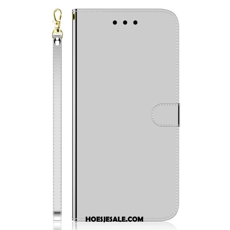 Folio-hoesje voor Samsung Galaxy A14 / A14 5G Spiegel En Lanyard