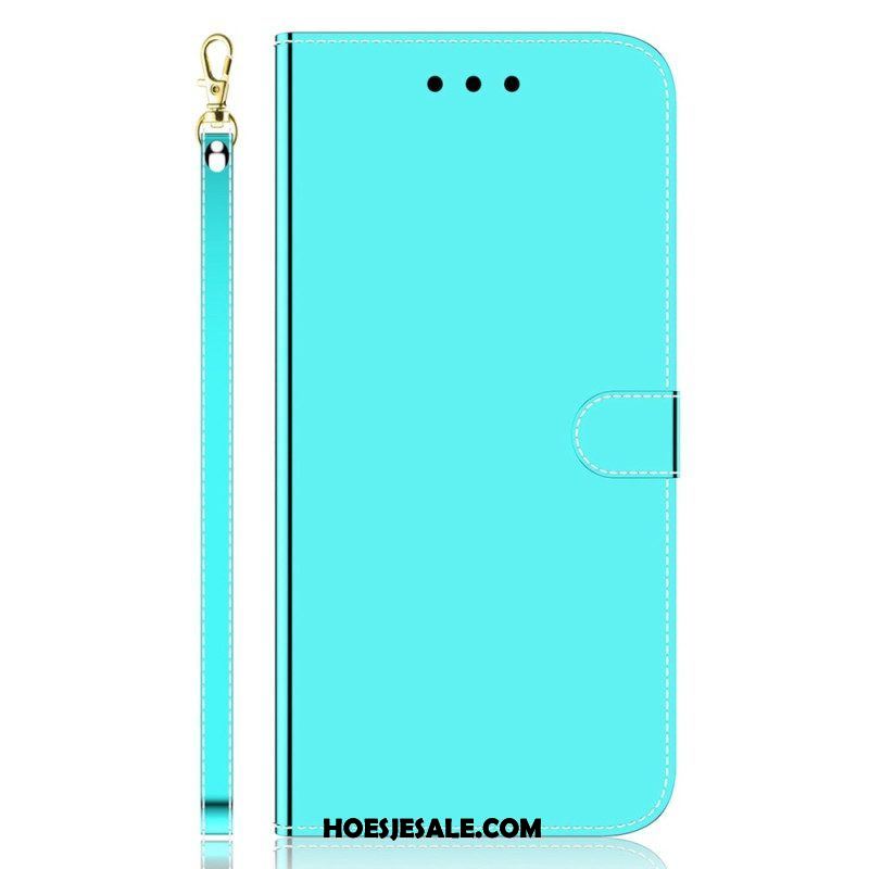 Folio-hoesje voor Samsung Galaxy A14 / A14 5G Spiegel En Lanyard