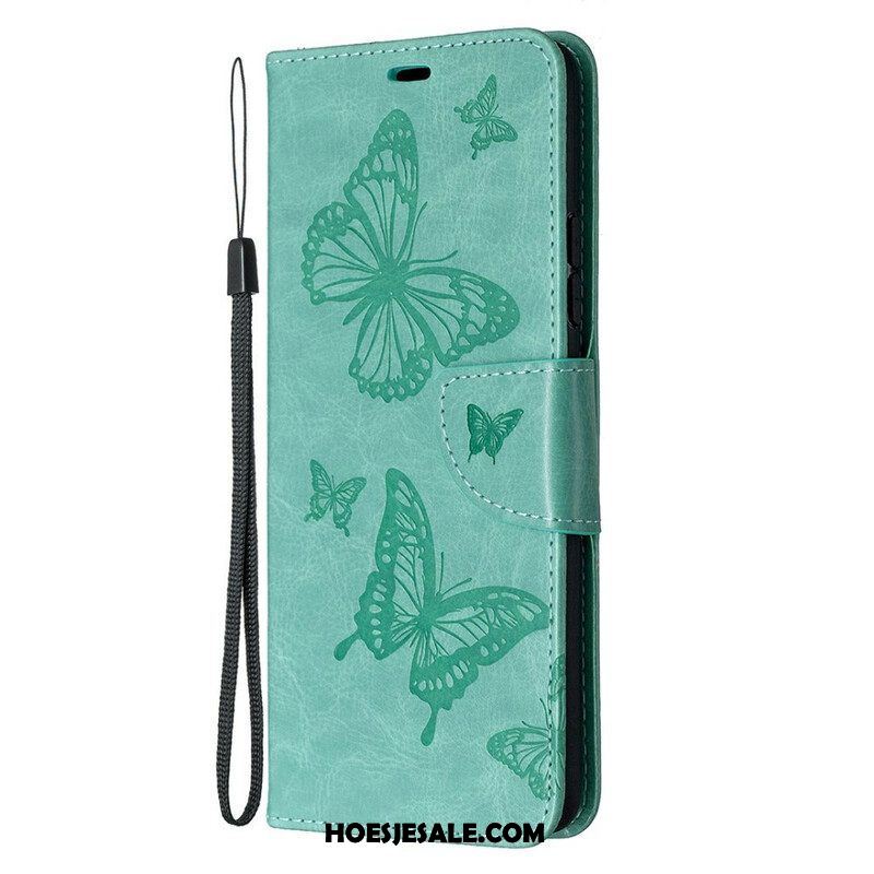 Folio-hoesje voor Samsung Galaxy A42 5G Vlinders Tijdens De Vlucht Met Lanyard
