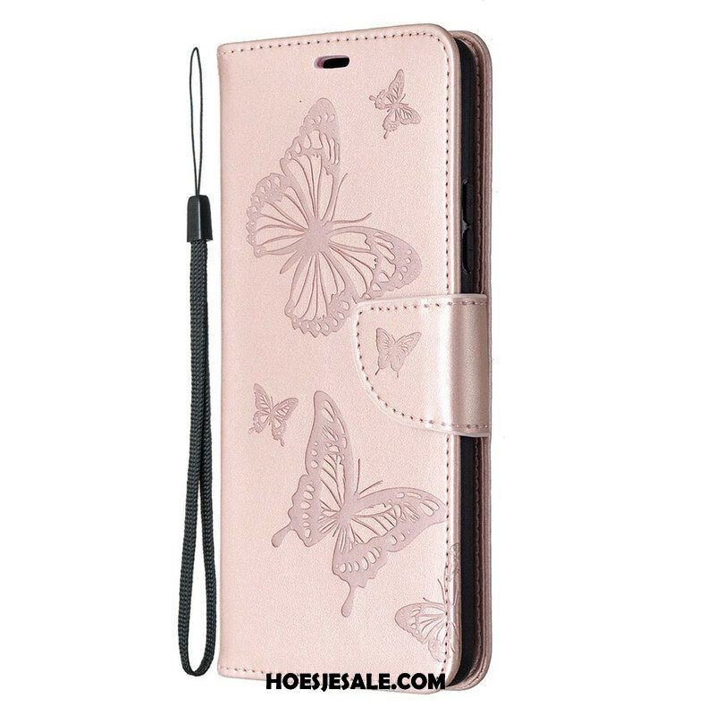 Folio-hoesje voor Samsung Galaxy A42 5G Vlinders Tijdens De Vlucht Met Lanyard