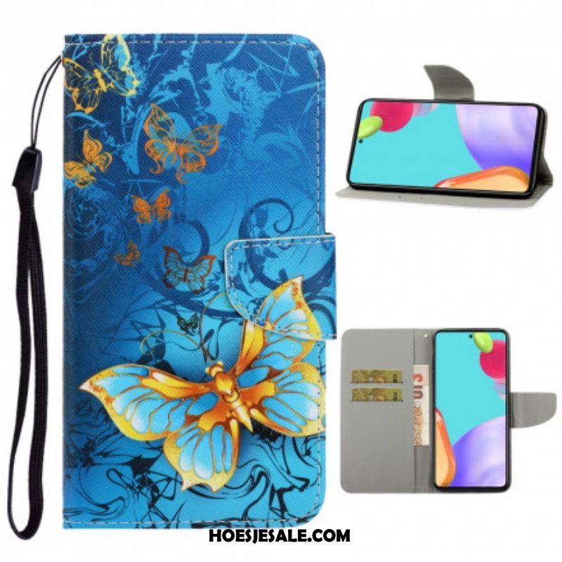 Folio-hoesje voor Samsung Galaxy A52 4G / A52 5G / A52s 5G Met Ketting Vlinderbandvariaties