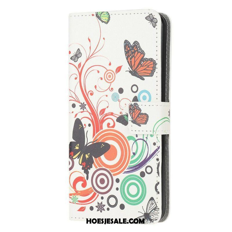 Folio-hoesje voor Samsung Galaxy A52 4G / A52 5G / A52s 5G Vlinders En Bloemen