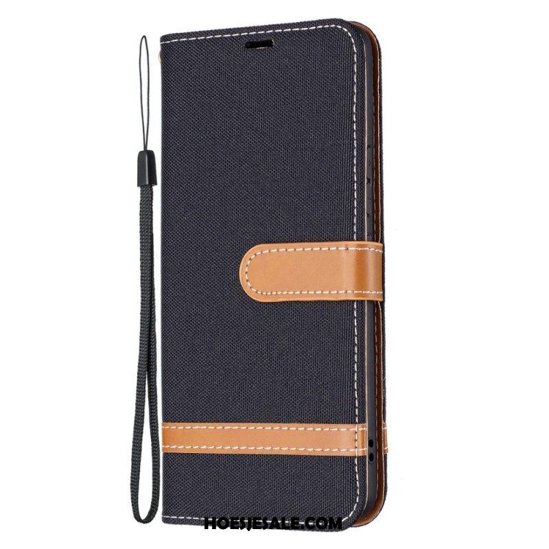 Folio-hoesje voor Samsung Galaxy A53 5G Met Ketting Band Van Stof En Leereffect