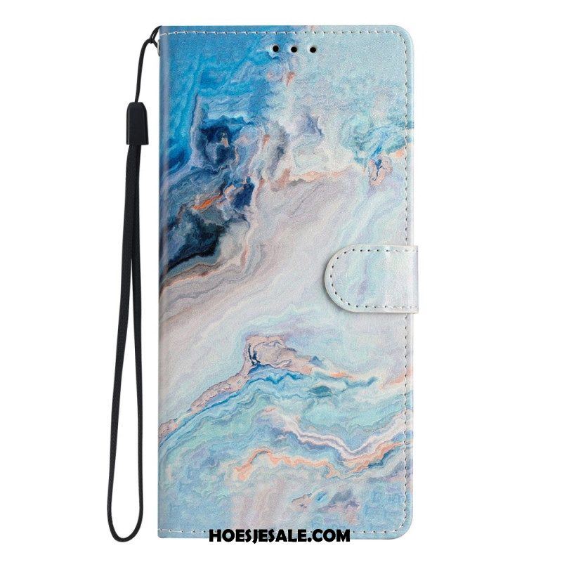 Folio-hoesje voor Samsung Galaxy A54 5G Met Ketting Gemarmerde Band