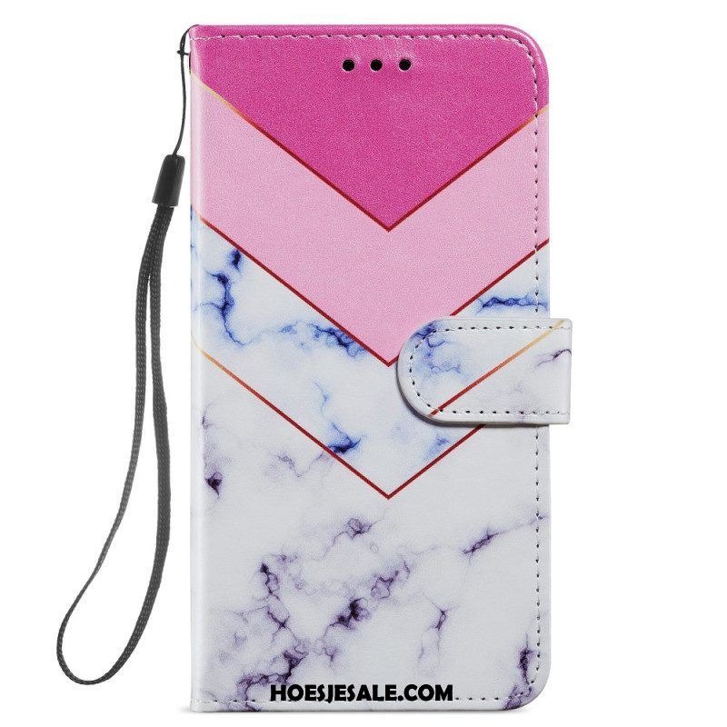 Folio-hoesje voor Samsung Galaxy A54 5G Met Ketting Marmer In Strappy-stijl