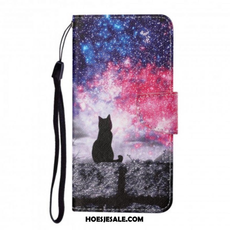 Folio-hoesje voor Samsung Galaxy M12 / A12 Kattenverhalen Met Lanyard