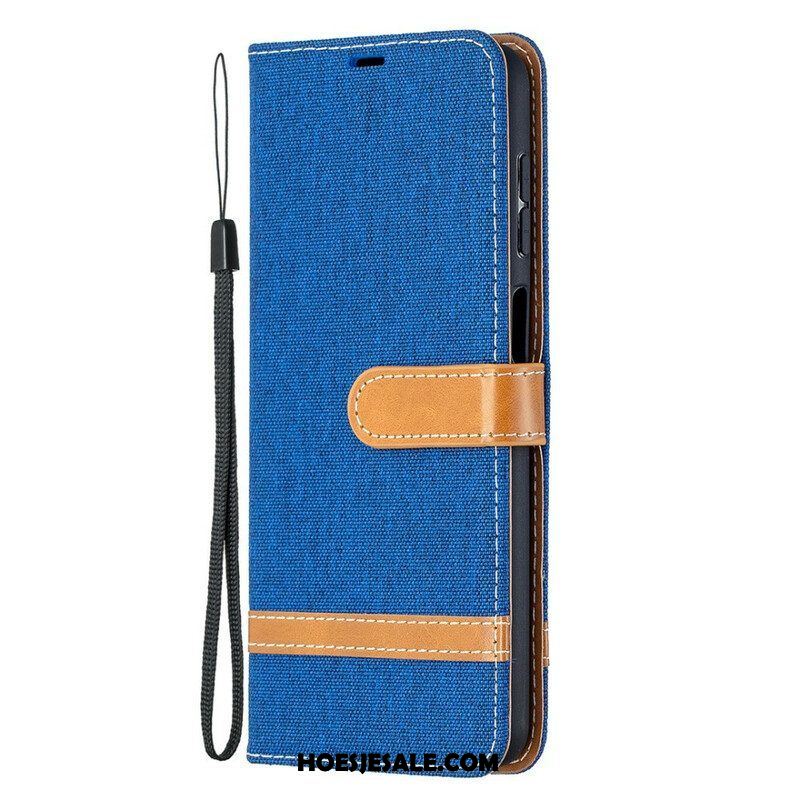 Folio-hoesje voor Samsung Galaxy M12 / A12 Met Ketting Band Van Stof En Leereffect