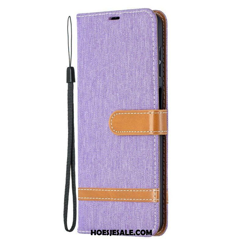 Folio-hoesje voor Samsung Galaxy M12 / A12 Met Ketting Band Van Stof En Leereffect