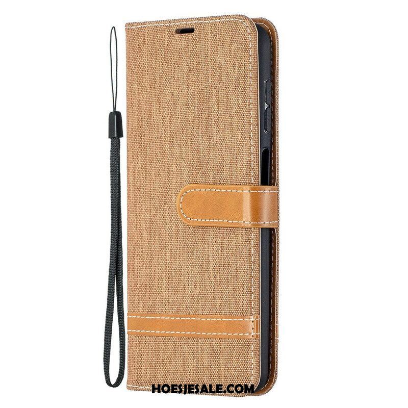 Folio-hoesje voor Samsung Galaxy M12 / A12 Met Ketting Band Van Stof En Leereffect