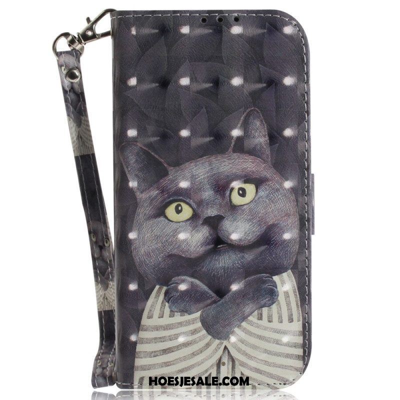 Folio-hoesje voor Samsung Galaxy M13 Kat Met Lanyard