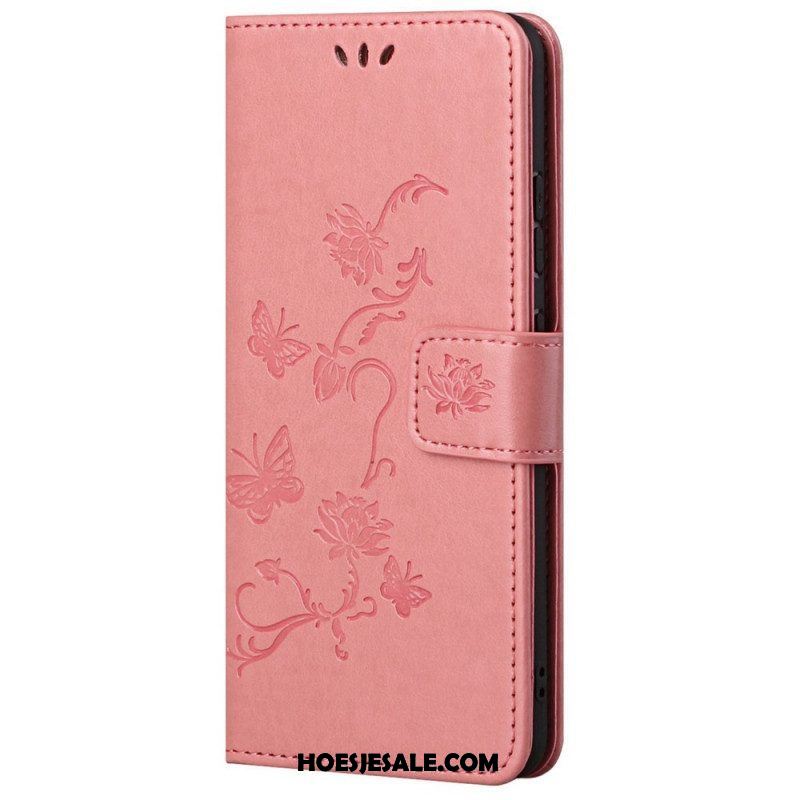 Folio-hoesje voor Samsung Galaxy M23 5G Met Ketting Riem Bloemen