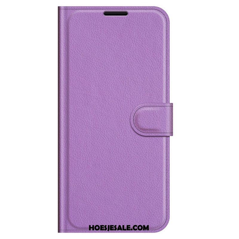 Folio-hoesje voor Samsung Galaxy M32 Klassiek Litchi-leereffect