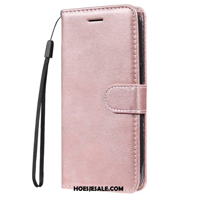 Folio-hoesje voor Samsung Galaxy M32 Met Ketting Effen Kleur Serie Strappy