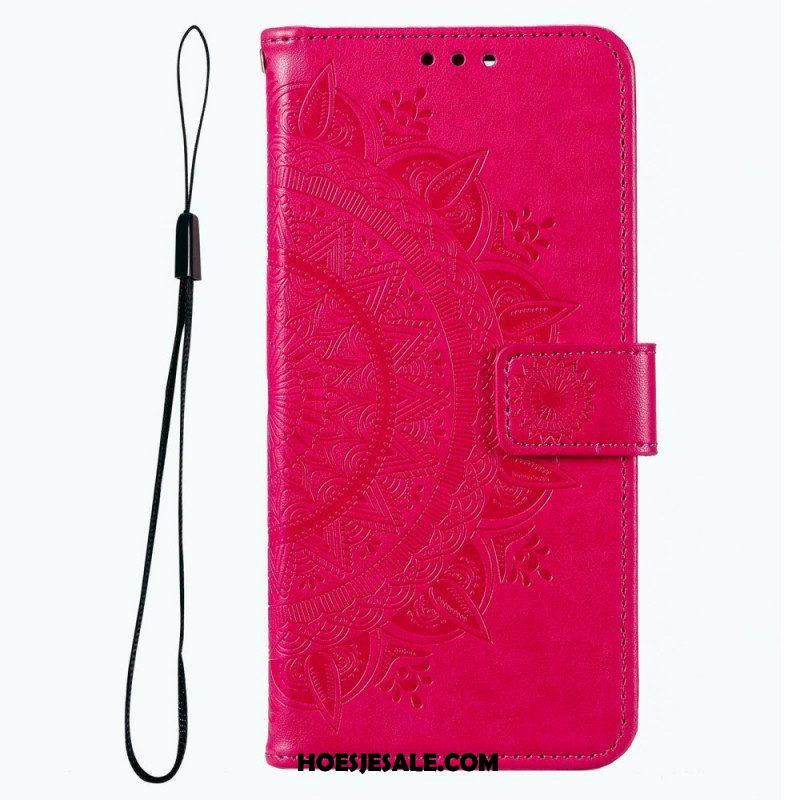 Folio-hoesje voor Samsung Galaxy M33 5G Met Ketting Strappy Zon Mandala