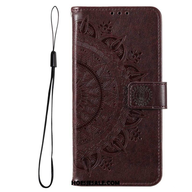 Folio-hoesje voor Samsung Galaxy M33 5G Met Ketting Strappy Zon Mandala