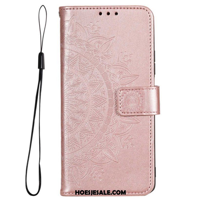 Folio-hoesje voor Samsung Galaxy M33 5G Met Ketting Strappy Zon Mandala