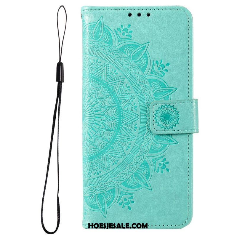 Folio-hoesje voor Samsung Galaxy M33 5G Met Ketting Strappy Zon Mandala