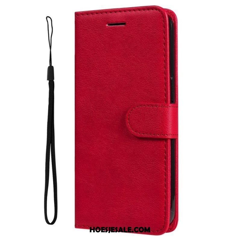 Folio-hoesje voor Samsung Galaxy M52 5G Met Ketting Strappy Mat Leer