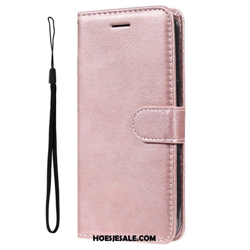 Folio-hoesje voor Samsung Galaxy M52 5G Met Ketting Strappy Mat Leer