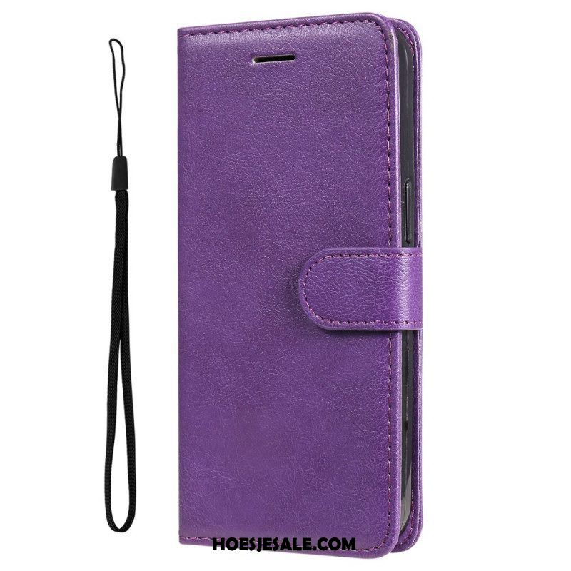 Folio-hoesje voor Samsung Galaxy M52 5G Met Ketting Strappy Mat Leer