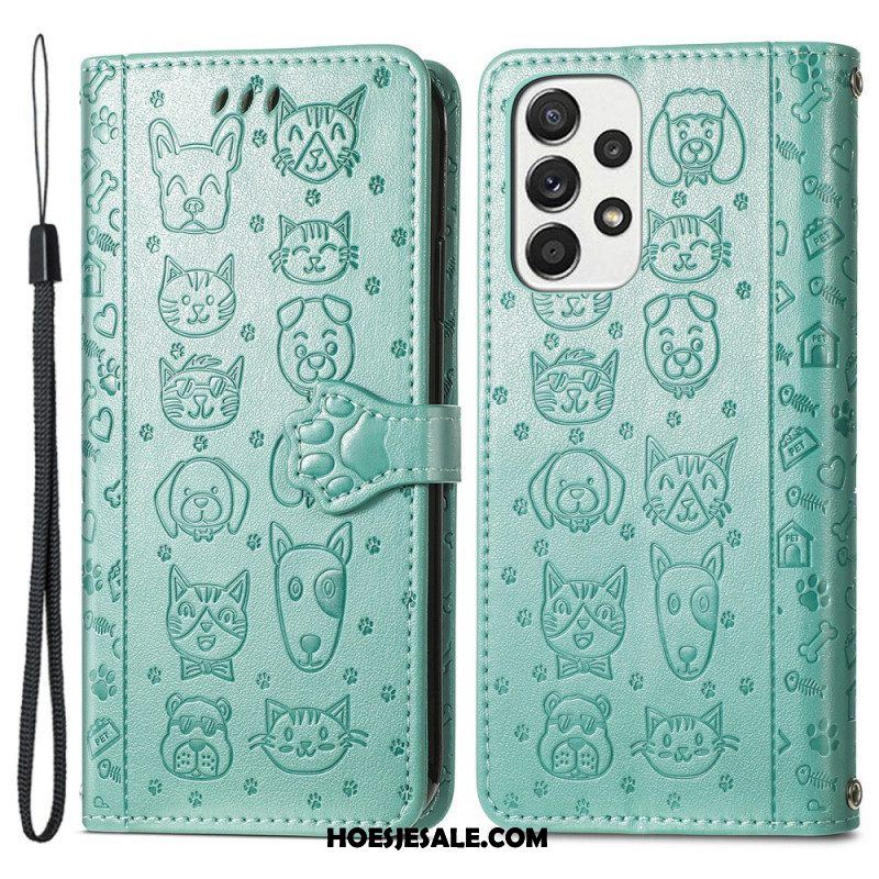 Folio-hoesje voor Samsung Galaxy M53 5G Geanimeerde Dieren