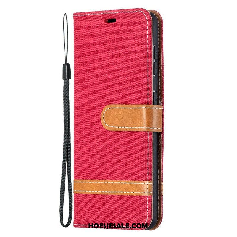 Folio-hoesje voor Samsung Galaxy S21 5G Met Ketting Band Van Stof En Leereffect