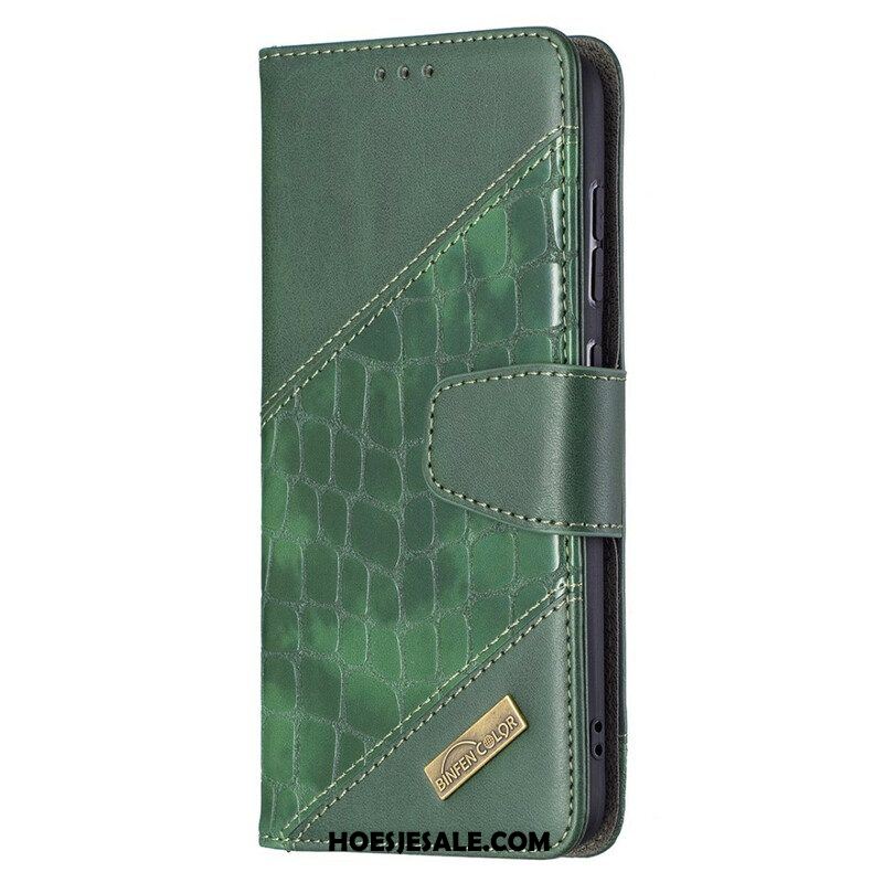 Folio-hoesje voor Samsung Galaxy S21 FE Klassiek Krokodillenleer-effect
