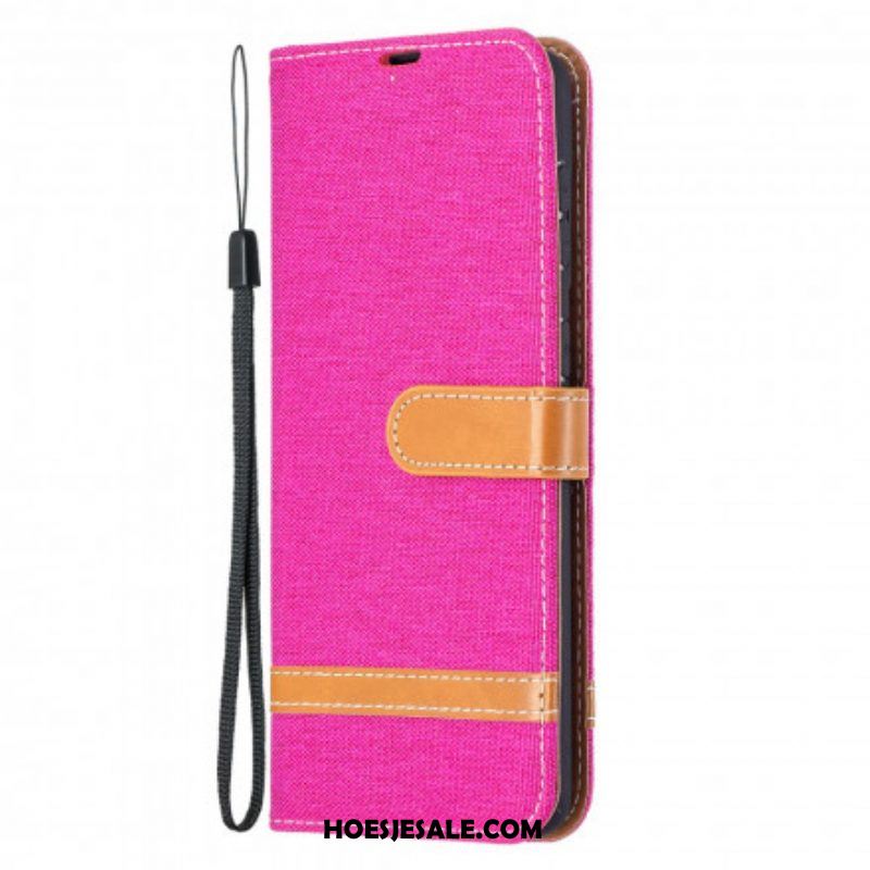 Folio-hoesje voor Samsung Galaxy S21 Plus 5G Met Ketting Band Van Stof En Leereffect