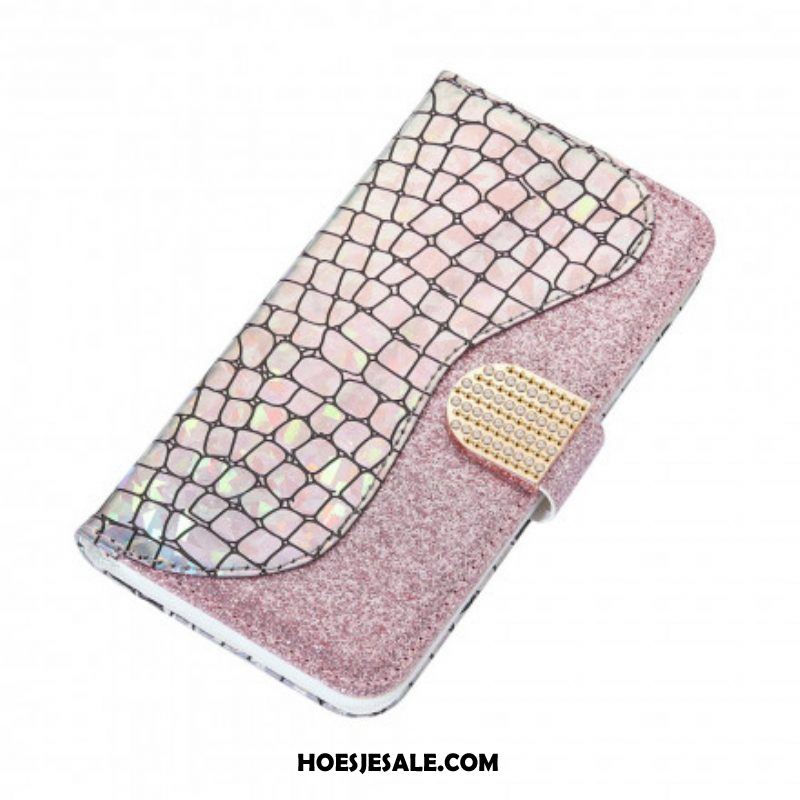 Folio-hoesje voor Samsung Galaxy S21 Ultra 5G Krokodil Diamanten