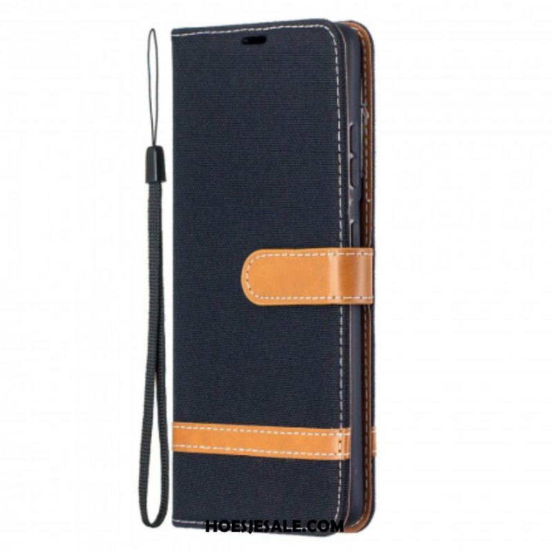 Folio-hoesje voor Samsung Galaxy S21 Ultra 5G Met Ketting Band Van Stof En Leereffect