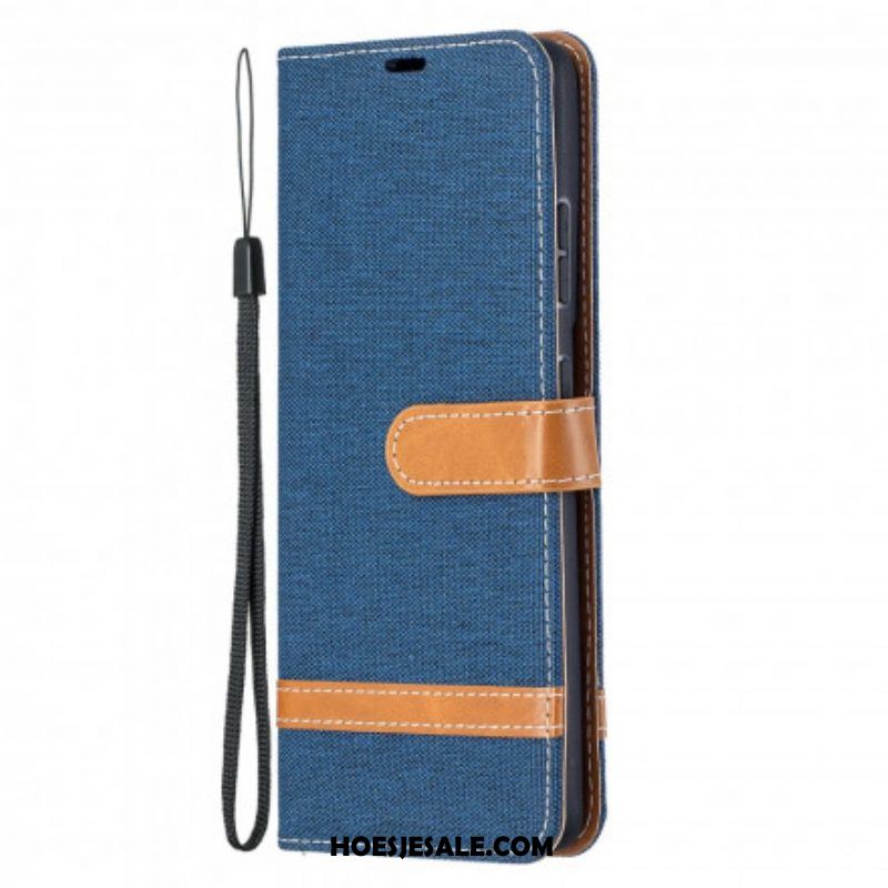 Folio-hoesje voor Samsung Galaxy S21 Ultra 5G Met Ketting Band Van Stof En Leereffect