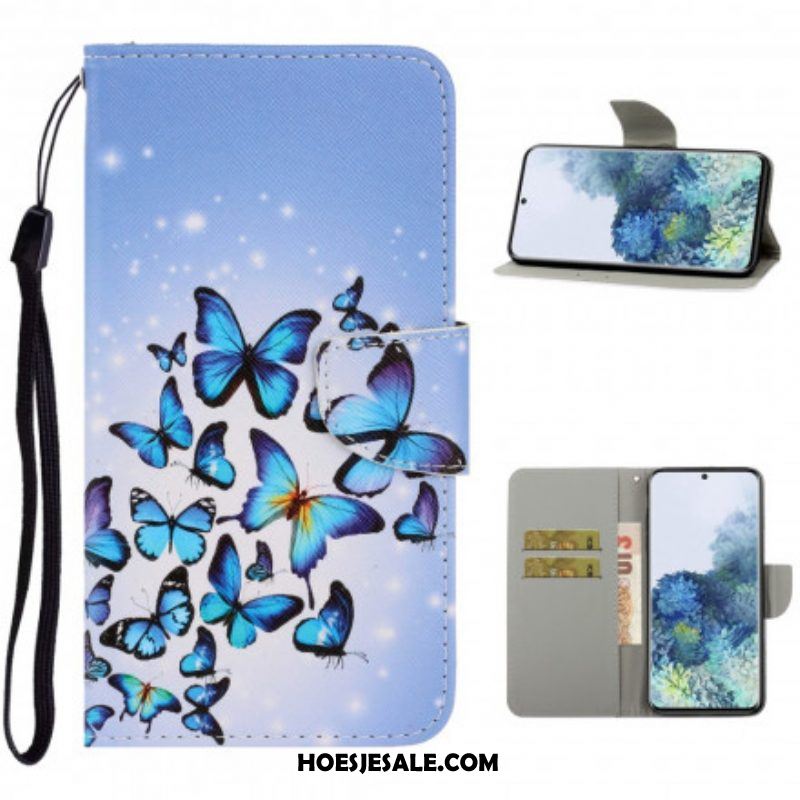 Folio-hoesje voor Samsung Galaxy S21 Ultra 5G Met Ketting Vlinderbandvariaties