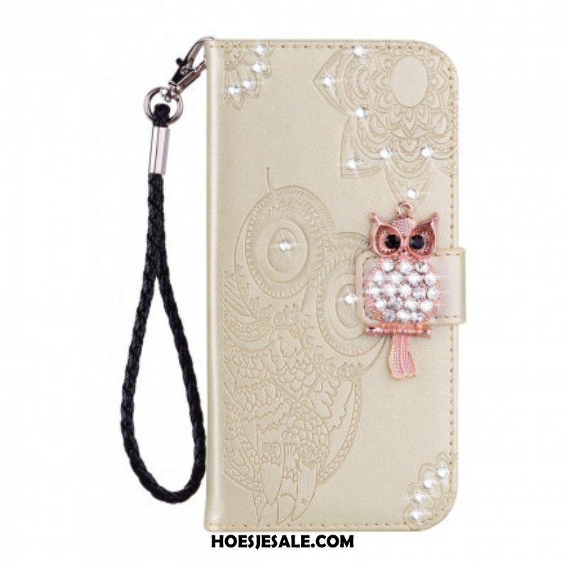 Folio-hoesje voor Samsung Galaxy S21 Ultra 5G Uil Mandala En Charme