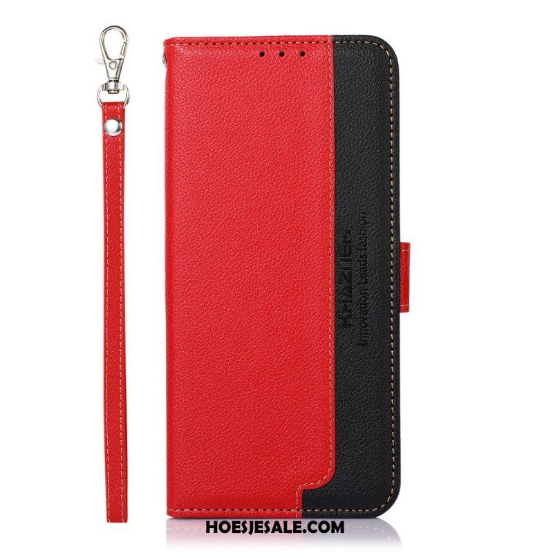 Folio-hoesje voor Samsung Galaxy S22 5G Lychee-stijl Rfid Khazneh