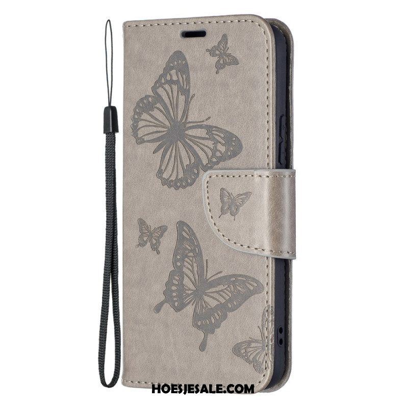 Folio-hoesje voor Samsung Galaxy S22 5G Vlinders Tijdens De Vlucht Met Lanyard