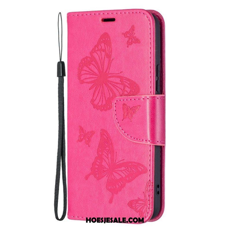 Folio-hoesje voor Samsung Galaxy S22 5G Vlinders Tijdens De Vlucht Met Lanyard