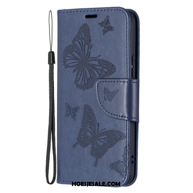 Folio-hoesje voor Samsung Galaxy S22 5G Vlinders Tijdens De Vlucht Met Lanyard