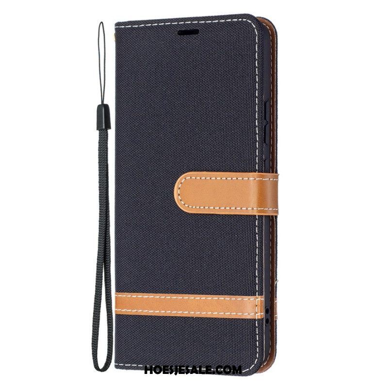 Folio-hoesje voor Samsung Galaxy S22 Plus 5G Met Ketting Band Van Stof En Leereffect